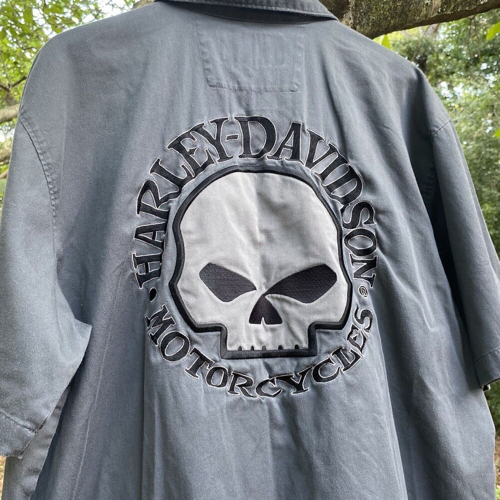 Vintage Harley Davidson Button Up Mechanic Shirt Mens Size XL